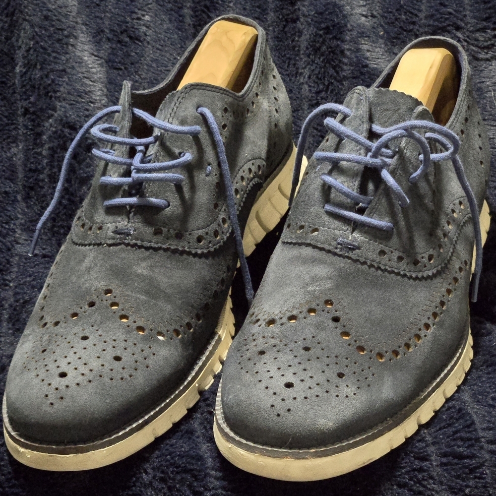 Cole Haan Zerogrand Wing Blue Suede Oxford Men's Sz 12